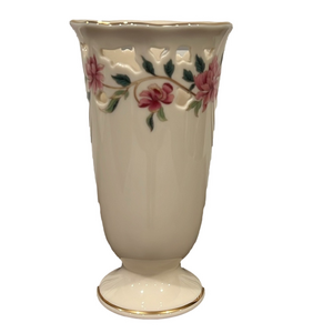 Lenox Barrington Collection Footed Pierced Keyhole Vase Floral Made in USA